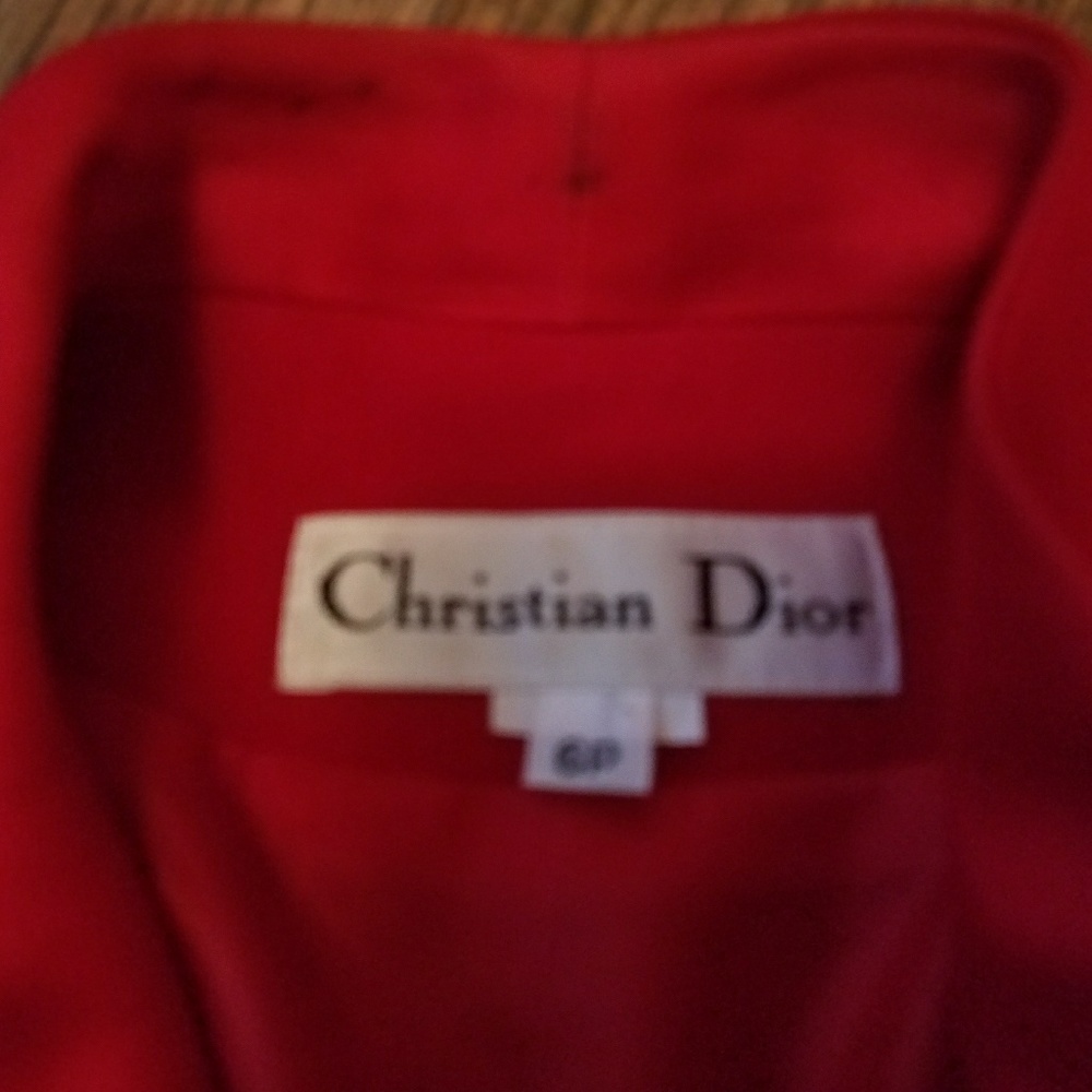 Christian Dior Red Wool Silk Lapel Blazer and Skirt Business Power Suit - Picture 7 of 10